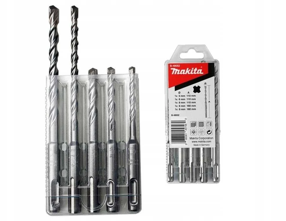 Grąžtas Makita SDS-PLUS Grąžtų Komplektas (5x110, 6x110, 6x160, 8x110, 8x160) B-49052