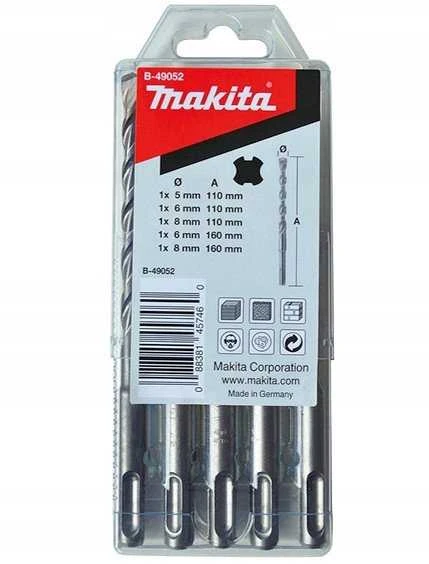Grąžtas Makita SDS-PLUS Grąžtų Komplektas (5x110, 6x110, 6x160, 8x110, 8x160) B-49052