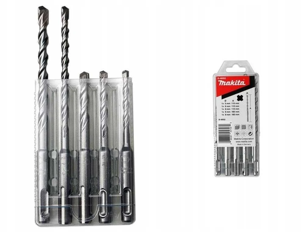 Grąžtas Makita SDS-PLUS Grąžtų Komplektas (5x110, 6x110, 6x160, 8x110, 8x160) B-49052