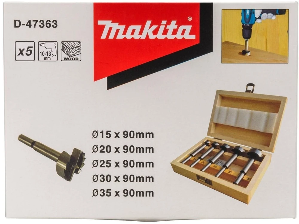 Grąžtas Makita Grąžtų komplektas 5 vnt. (Ø 15/20/25/30/35mm) D-47363