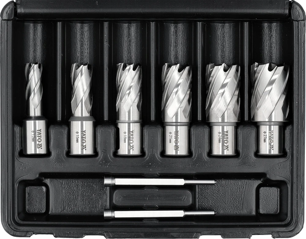 Grąžtas Yato Toya Sa Poland HSS karūninių grąžtų rinkinys magnetinėms gręžimo staklėms 12–27 mm, 8 vnt. (YT-43400)