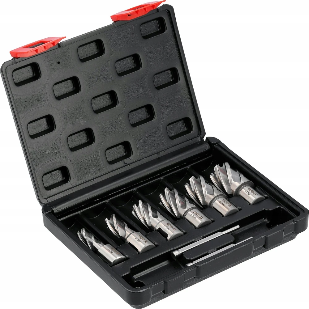 Grąžtas Yato Toya Sa Poland HSS karūninių grąžtų rinkinys magnetinėms gręžimo staklėms 12–27 mm, 8 vnt. (YT-43400)