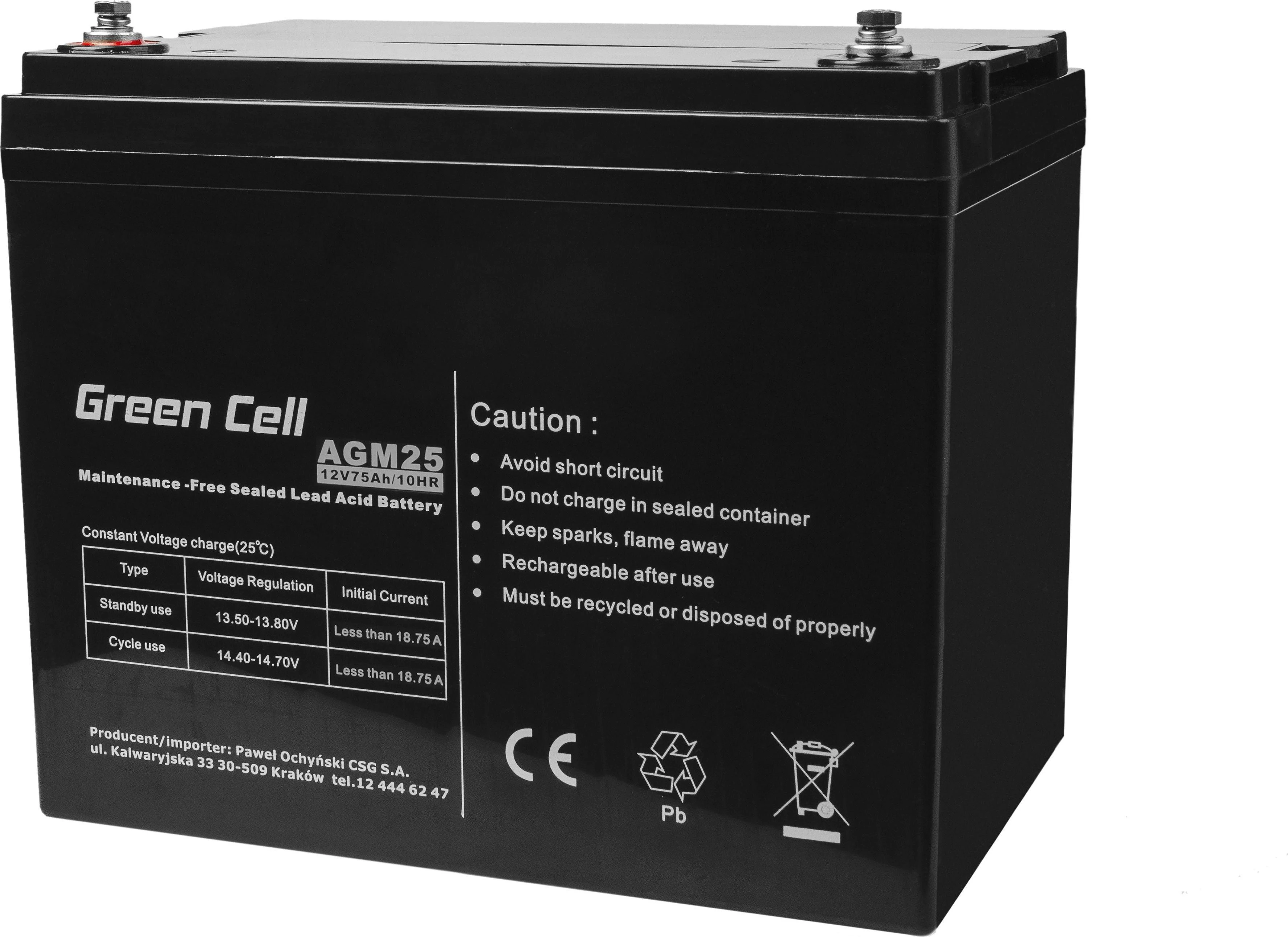 Žalias Cell Žalias Cell AGM akumuliatorius 12V 75Ah