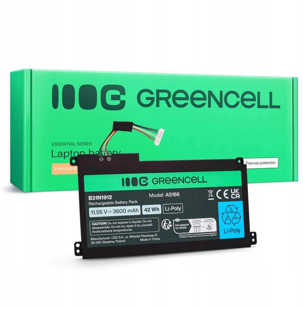 Green Cell Žalias Cell Greencell baterija, skirta Asus C31N1912 / B31N1912 3HWPP ASUS VivoBook 14: E410MA, L410MA, E410KA, E510MA