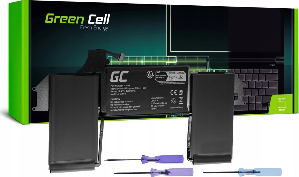 Green Cell Žalias Cell Žalias Cell baterija A1965, skirta Apple MacBook Air 13 A1932 A2179 (2018, 2019, 2020)