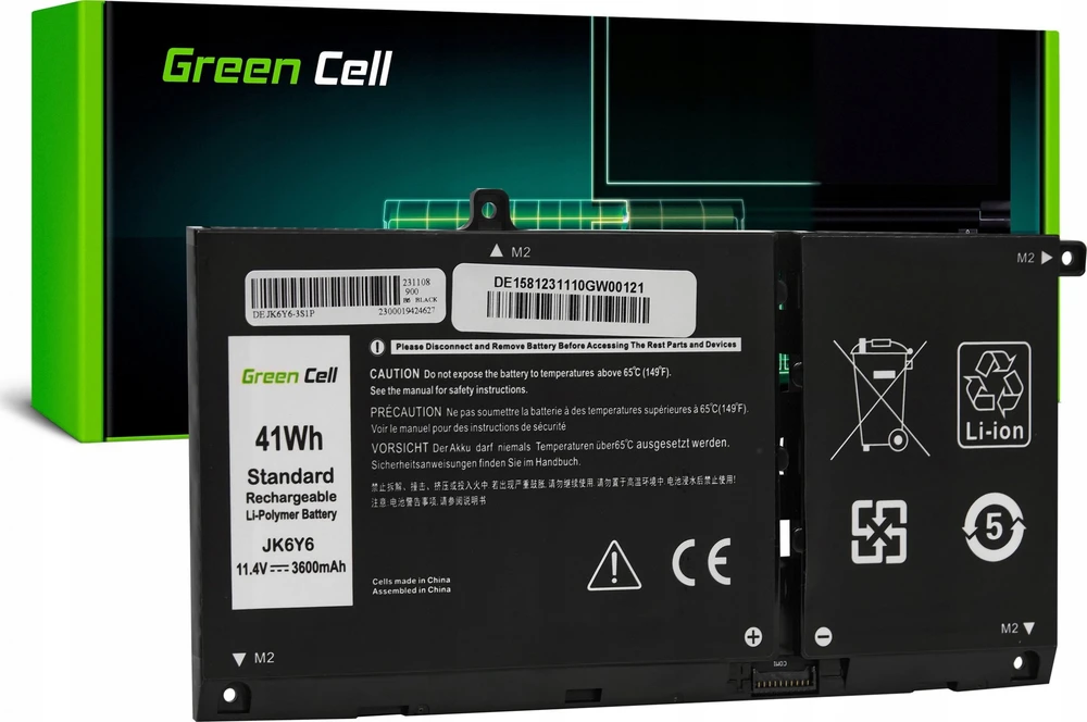 Green Cell Žalias Cell Žalias Cell baterija YRDD6 1VX1H į Dell Latitude 3510 Inspiron 5501 5301 5505 5401 5402 5502