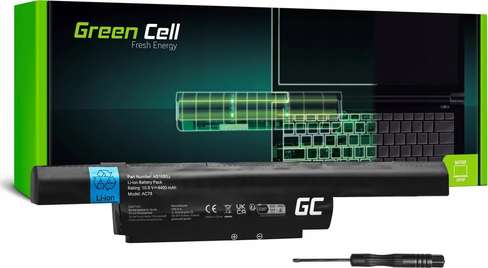 Green Cell Žalias Cell Žalias Cell baterija AS16B5J AS16B8J, skirta Acer Aspire E15 E5-575 E5-575G F15 F5-573 F5-573G TravelMate P259-M P259-G2-M