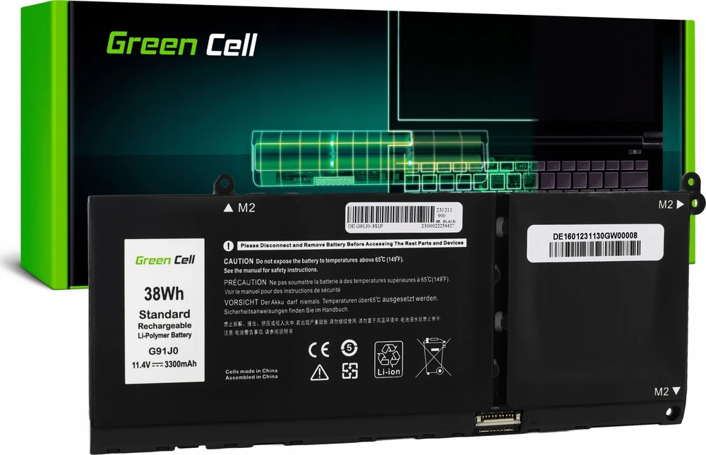 Green Cell Žalias Cell Žalias Cell baterija G91J0 į Dell Latitude 3320 3330 3520 Inspiron 15 3511 3525 5510