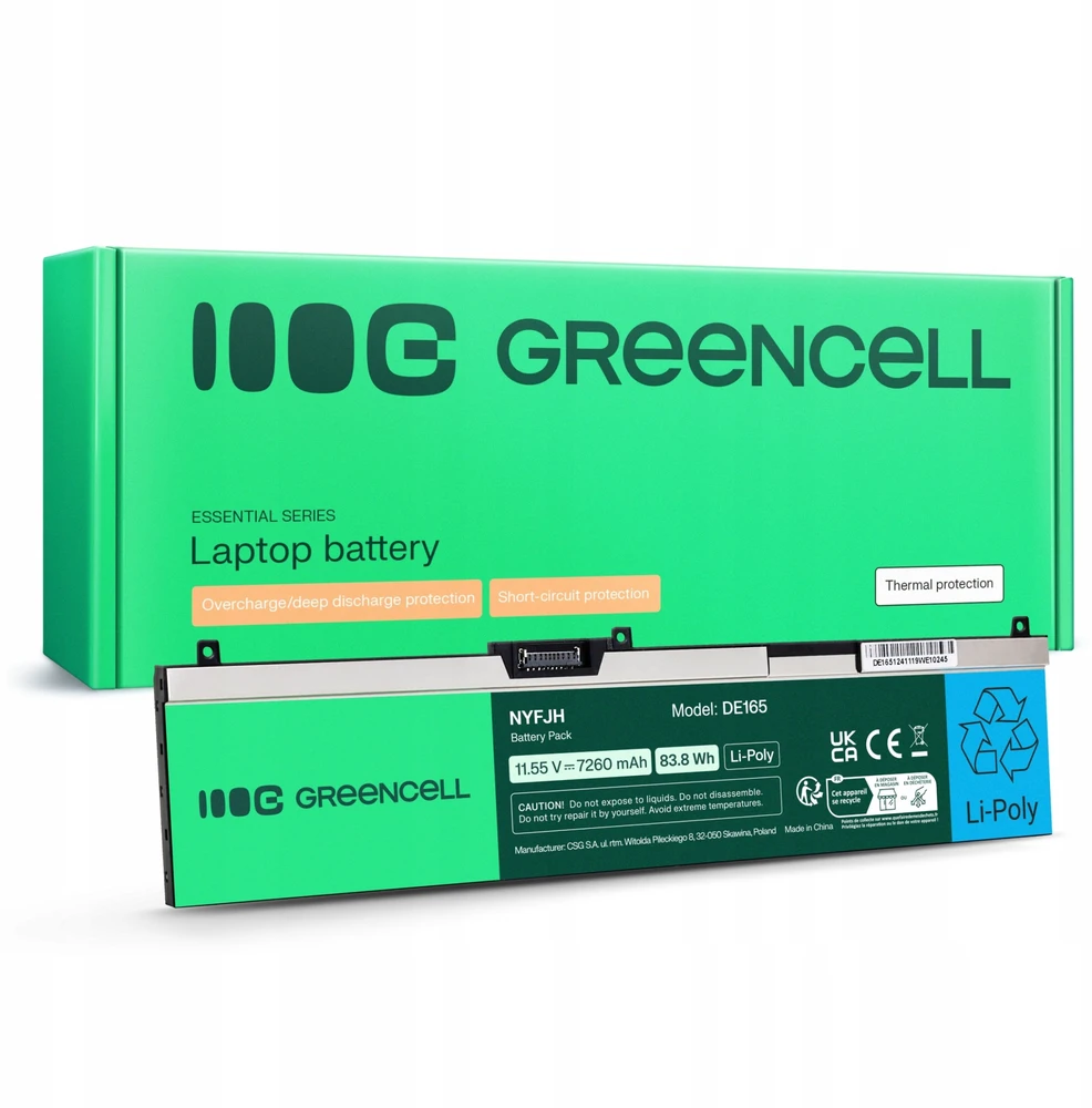Green Cell „Žalias Cell“ baterija NYFJH-6C 0NYFJH 0RY3F9 0VRX0J, skirta „Dell Precision 15 7530 7540“