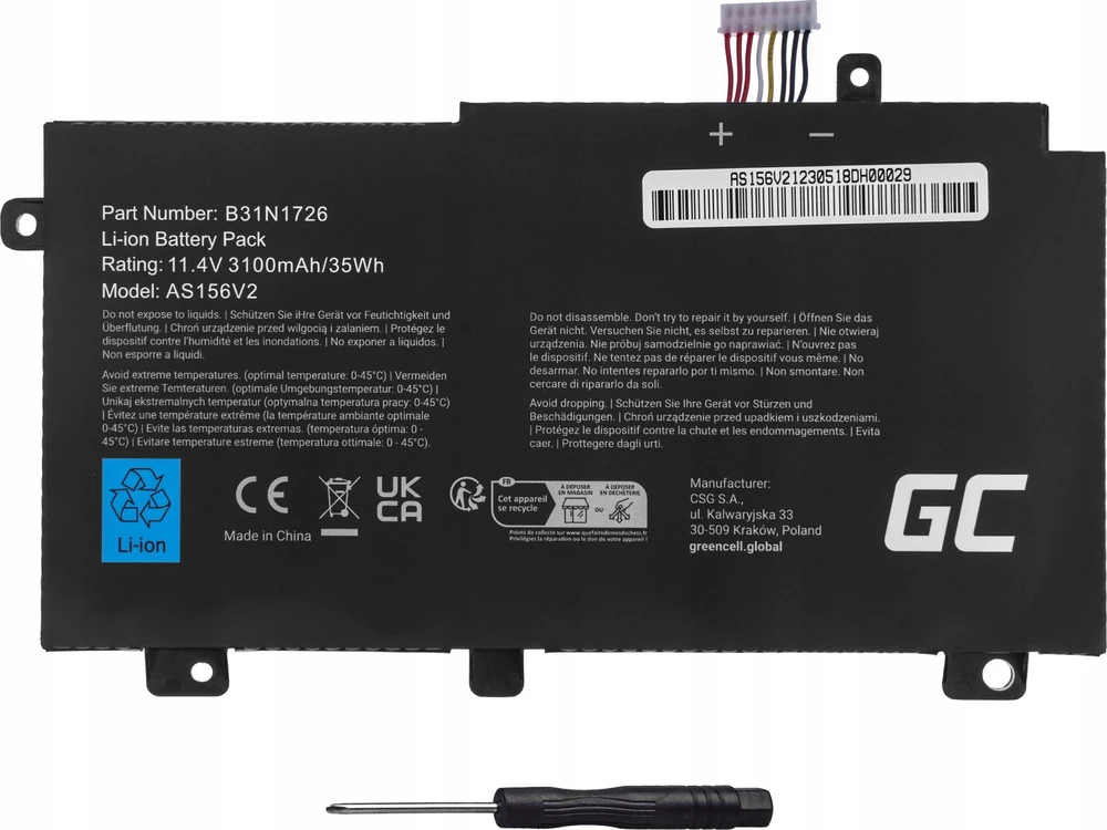 Žalias Cell Žalias Cell baterija B31N1726, skirta Asus TUF Gaming FX504 FX504G FX505 FX505D FX505G A15 FA506 A17 FA706