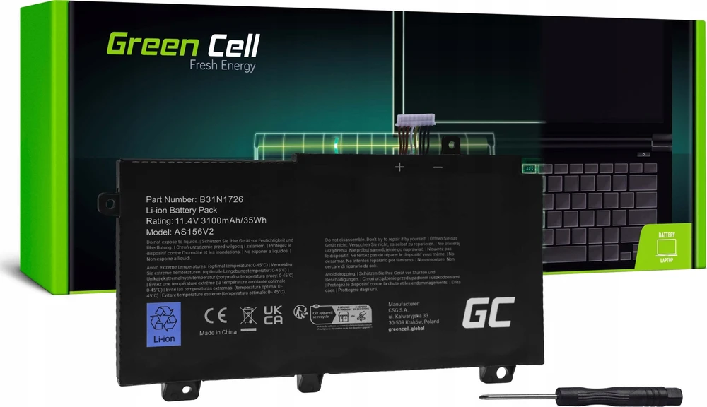 Žalias Cell Žalias Cell baterija B31N1726, skirta Asus TUF Gaming FX504 FX504G FX505 FX505D FX505G A15 FA506 A17 FA706