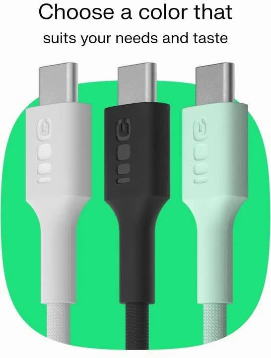 Green Cell Žalias Cell USB-C laidas 2m 100W Greencell PowerStream greito įkrovimo PD Snow Baltas