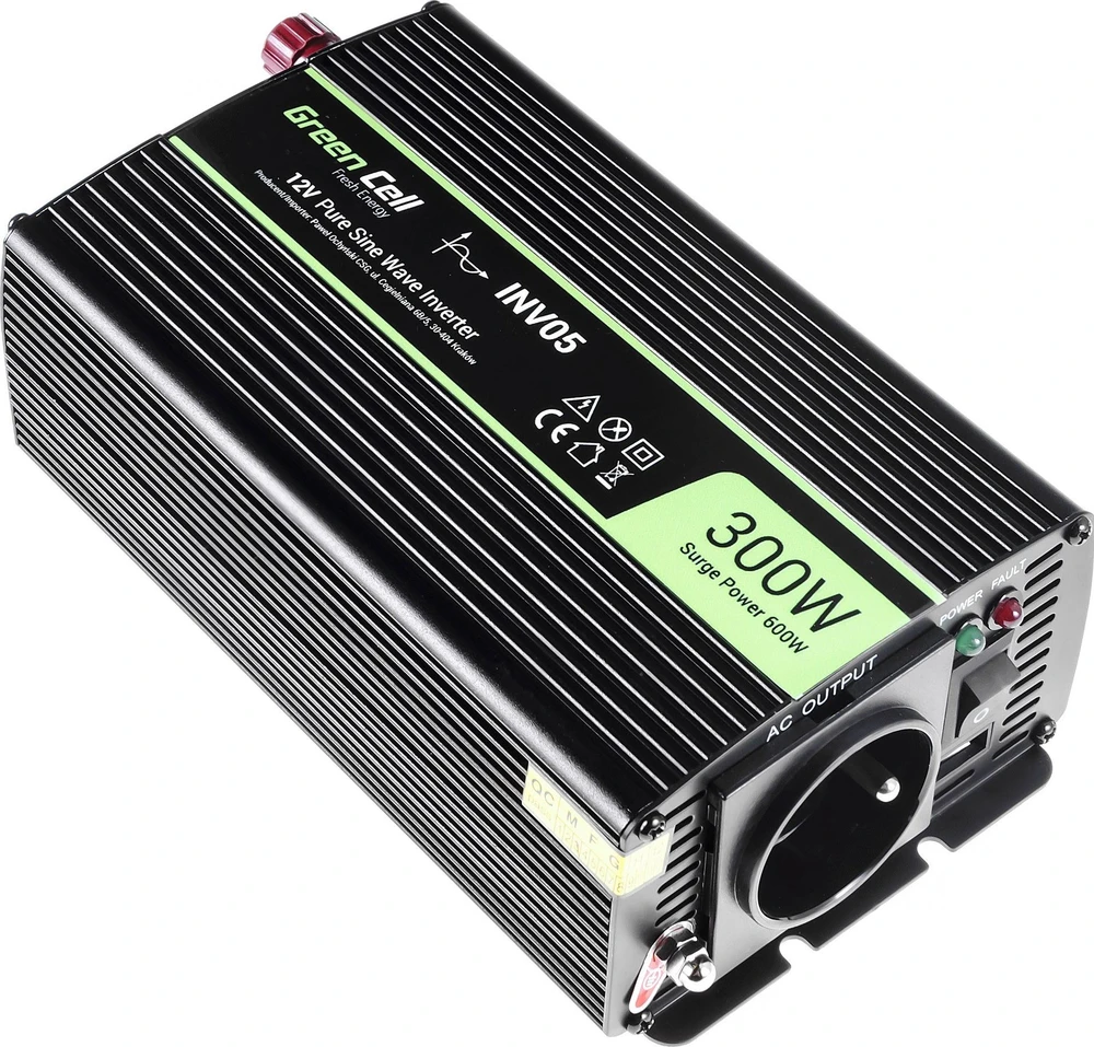 Green Cell Žalias Cell GREENCELL automobilio maitinimo keitiklis nuo 12V iki 230V 300W/600W gryno sinuso