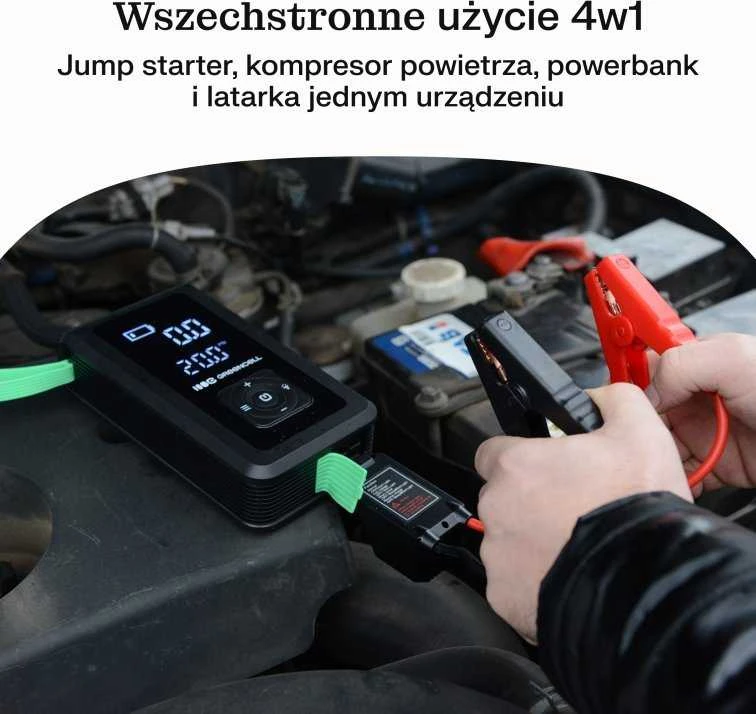 Green Cell „Greencell PowerBoost Air“ / starteris / išorinė baterija automobiliams su kompresoriumi 29,6 Wh 1000 A užvedimo įtaisas