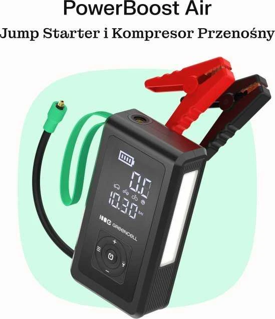 Green Cell „Greencell PowerBoost Air“ / starteris / išorinė baterija automobiliams su kompresoriumi 29,6 Wh 1000 A užvedimo įtaisas