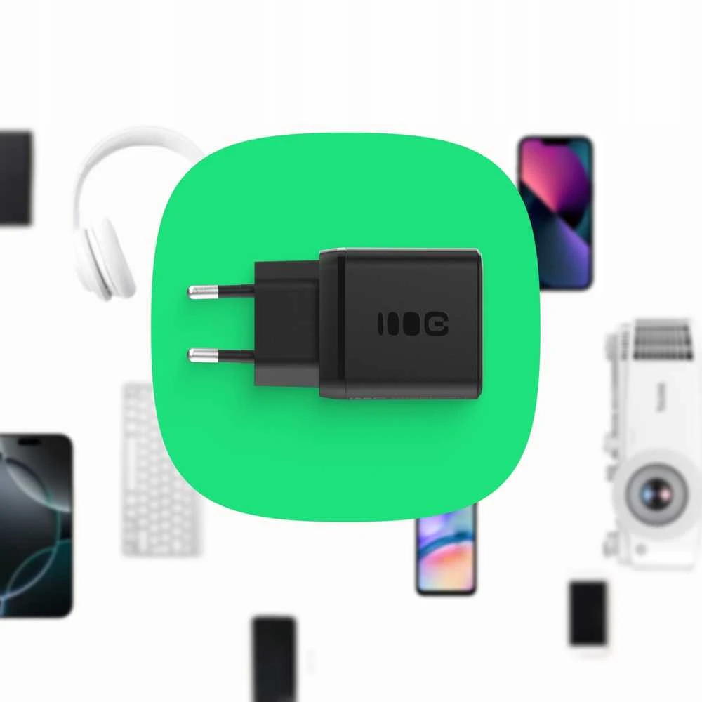 Green Cell Žalias Cell Greencell PowerSource Duo30 įkroviklis USB/USB-C juodas maitinimo adapteris 30W maitinimo tiekimas