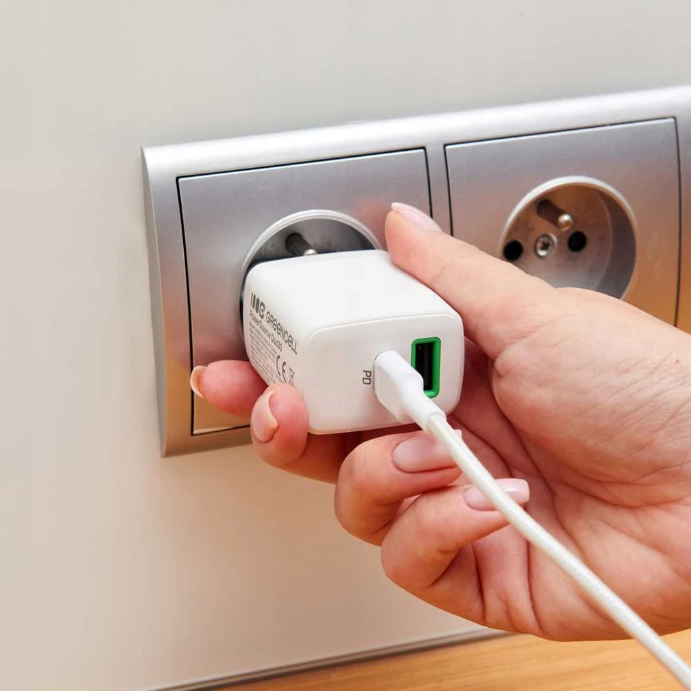 Green Cell Žalias Cell Greencell PowerSource Solo30 Ladegerät USB C baltas maitinimo adapteris 30W maitinimo tiekimas