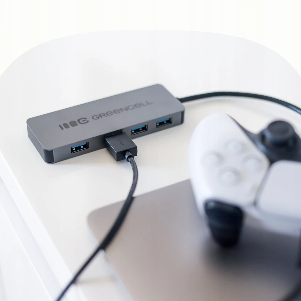 Green Cell Žalias Cell Adapteris Basic HUB Greencell USB-A 4in1 (4×USB 3.0) – greitas duomenų perdavimas iki 5 Gb/s, aliuminio korpusas