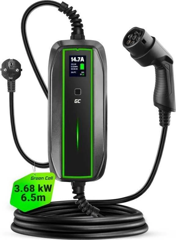 Wallbox Žalias Cell Žalias Cell | EV16 | GC EV PowerCable 3.6kW Schuko Type 2 mobilusis įkroviklis elektromobiliams ir Plug-In hibridams įkrauti | 3,6 kW | 10/16 A | 6,5 m | Juodas
