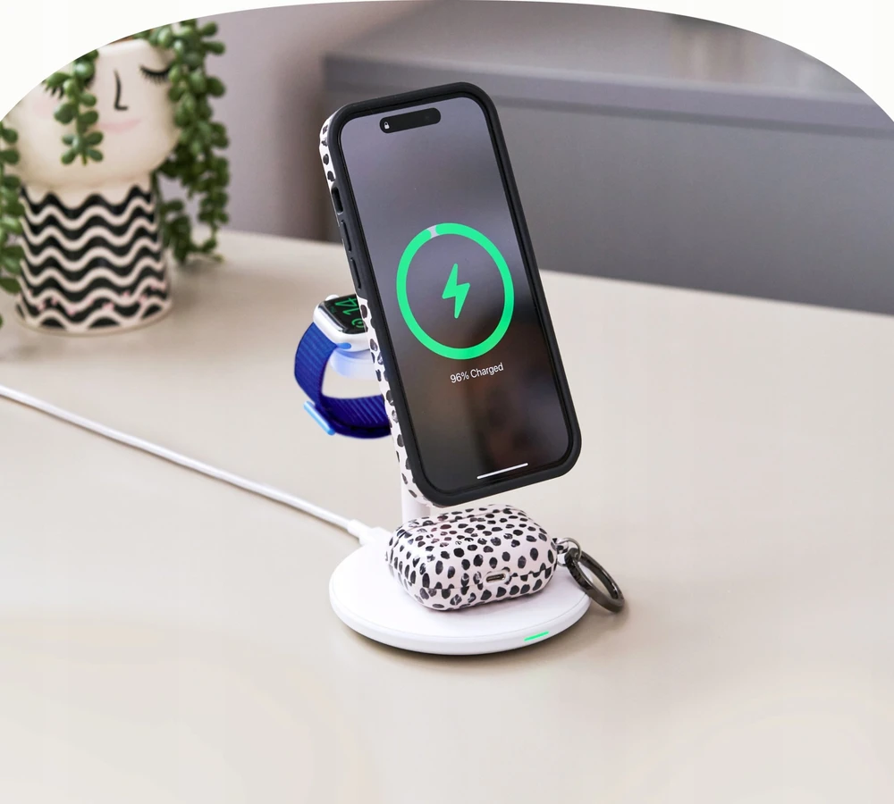 Green Cell Žalias Cell MagScape Stand 3w1 MagSafe balta