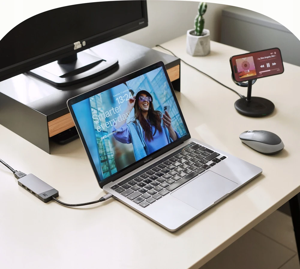 Green Cell Žalias Cell MagScape Stand 3w1 MagSafe balta