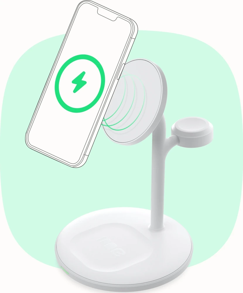 Green Cell Žalias Cell MagScape Stand 3w1 MagSafe balta