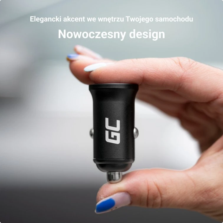 Green Cell Žalias Cell Žalias Cell automobilinis įkroviklis 36W GC PowerRide Nano36 su 2x USB-A Ultra Charge greitas įkrovimas