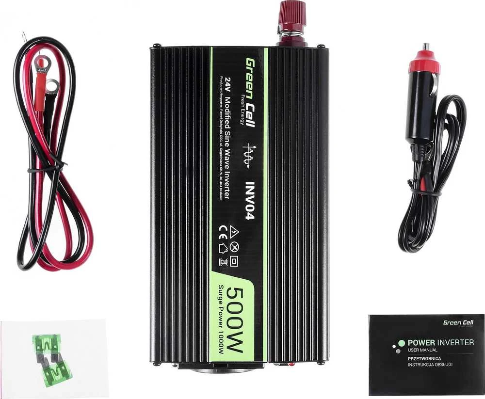 Green Cell Žalias Cell Inverteris 24/230V 500W modifikuota sinusinė išėjimo įtampa Žalias Cell