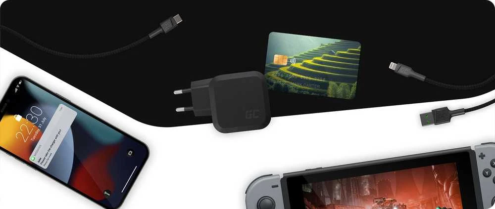 Green Cell Žalias Cell Žalias CELL Charger PowerGaN 65W 2x USB-C PD 1x USB-A UC GaN