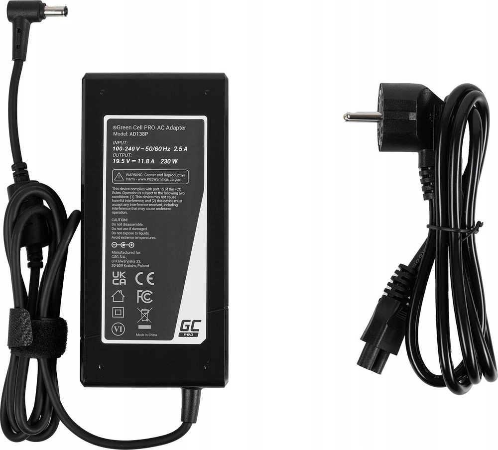 Green Cell Žalias Cell įkroviklis / Ladegerät Žalias Cell PRO 19.5V 11.8A 230W, skirtas Asus ROG Strix G531GU