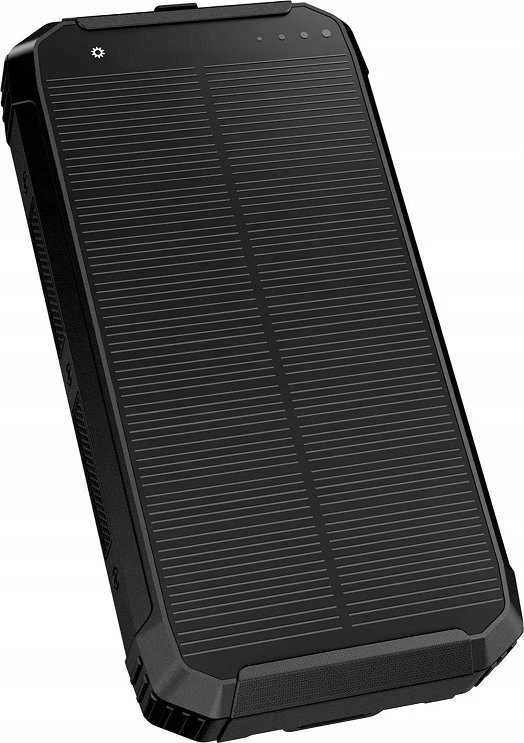 Išorinė baterija POWER BANK Platinet SOLAR 10000mAh (2xUSB; 1xUSB-C; 3A) juoda