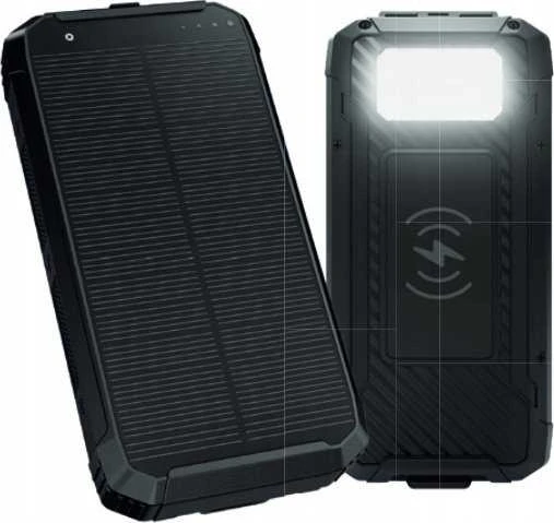 Išorinė baterija POWER BANK Platinet SOLAR 10000mAh (2xUSB; 1xUSB-C; 3A) juoda