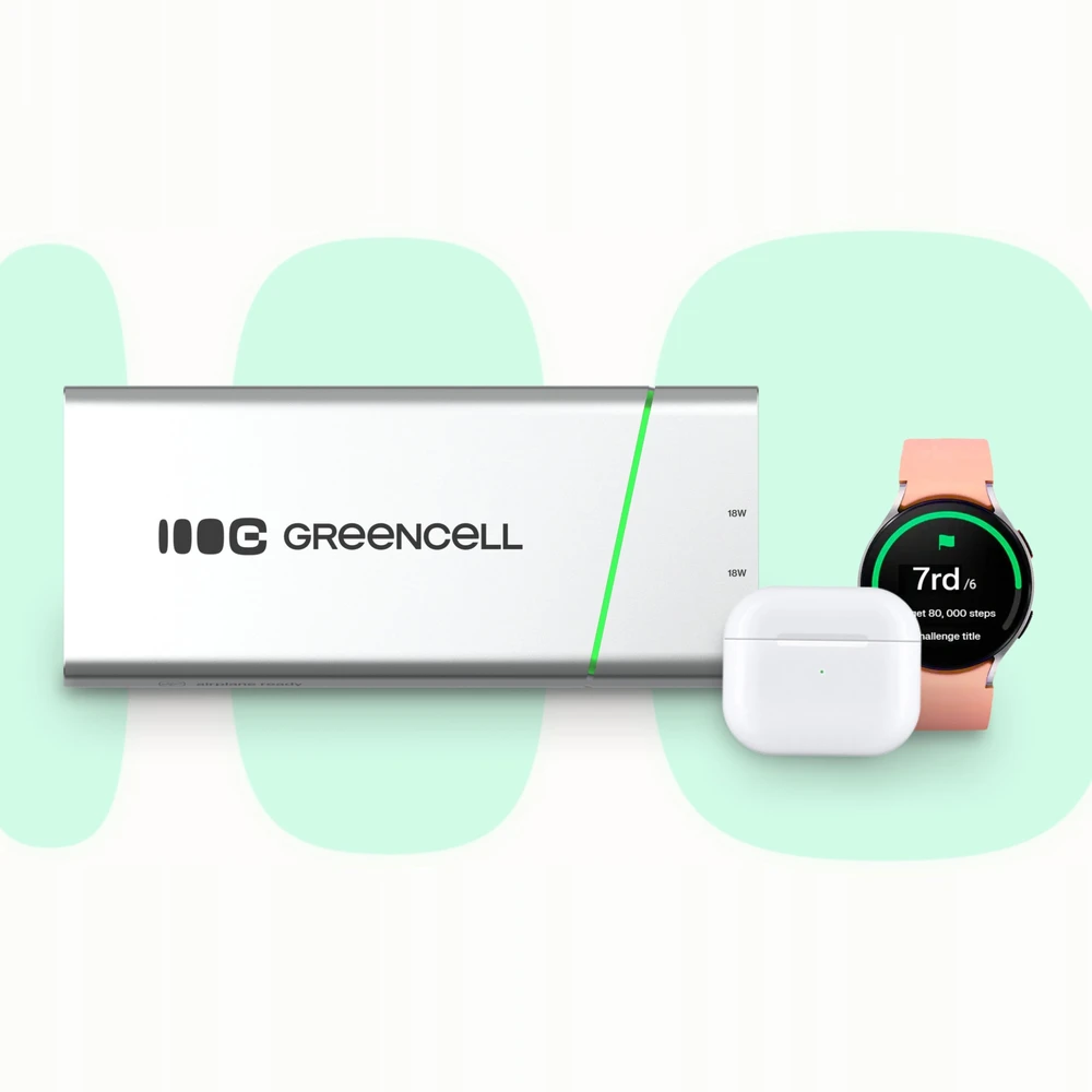 Green Cell Žalias Cell Žalias Cell PBPLGC20P power bank Lithium-Ion (Li-Ion) 20800 mAh Aliuminio, Juodas, Žalias, Light pilkas, Sidabrinis