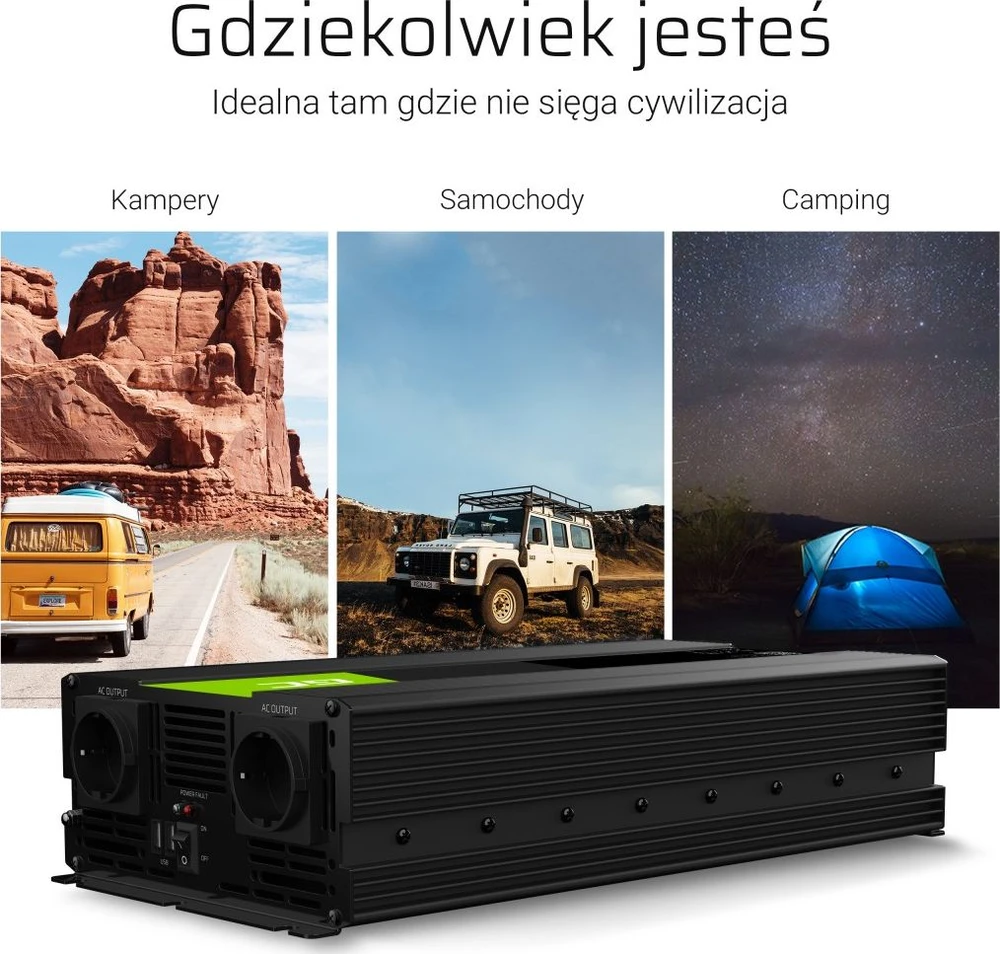 Green Cell Žalias Cell GREENCELL Car Power Inverter 24V to 230V 3000W/6000W Mod Sine