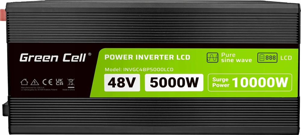 Green Cell Žalias Cell PowerInverter LCD 48V 5000W / 10000W grynos sinusinės bangos keitiklis su ekranu