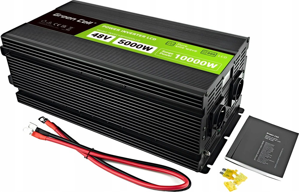 Green Cell Žalias Cell PowerInverter LCD 48V 5000W / 10000W grynos sinusinės bangos keitiklis su ekranu