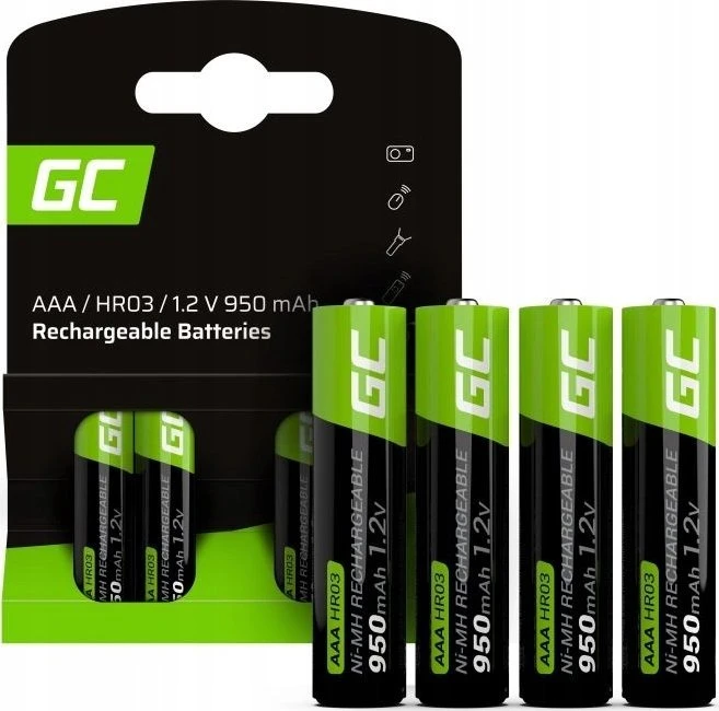 Green Cell Žalias Cell 8x Įkraunami AAA R3 950mAh Ni-MH baterijų elementai