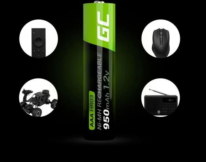 Green Cell Žalias Cell 8x Įkraunami AAA R3 950mAh Ni-MH baterijų elementai