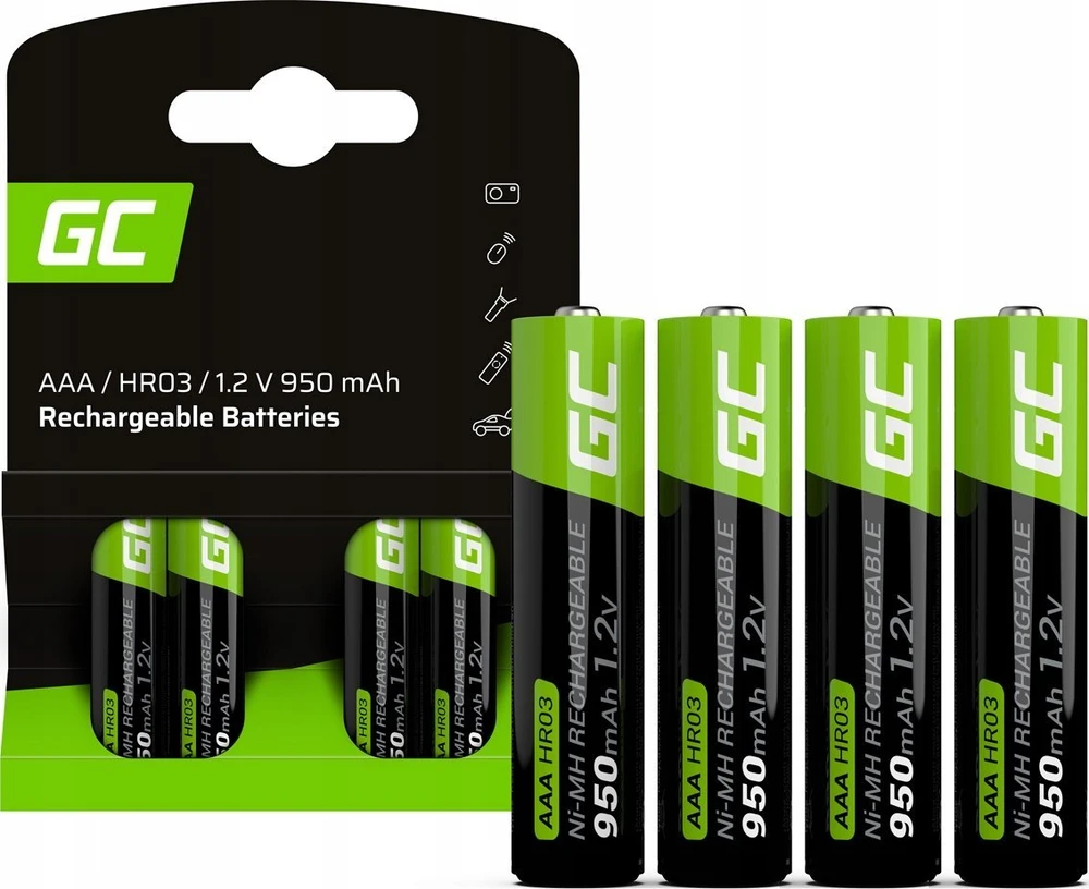 Green Cell Žalias Cell 8x Įkraunami AAA R3 950mAh Ni-MH baterijų elementai