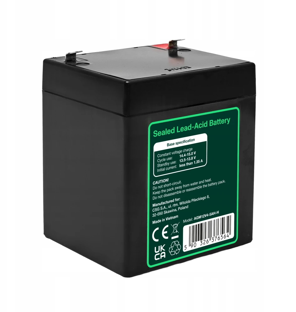 Green Cell Žalias Cell AGM VRLA 12V 4.5Ah nereikalaujantis priežiūros akumuliatorius kasoms, žaislams, kameroms (90x70x106mm) (AGM12V4-5AH-H)