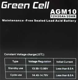 Green Cell Žalias Cell Žalias CELL Baterija AGM 12V20AH