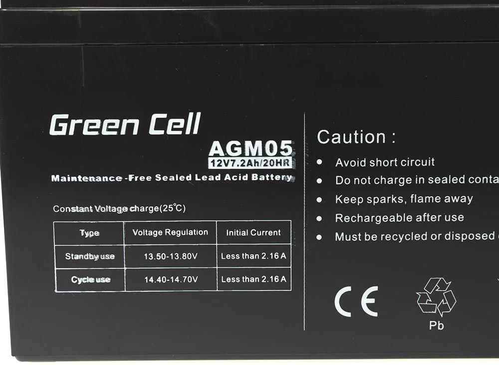 Green Cell Žalias Cell Akumuliatorius 12V/7.2Ah (AGM05)