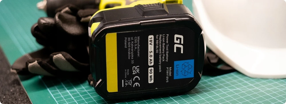Green Cell Žalias Cell Žalias Cell baterija, skirta Ryobi ONE+ 18V 5Ah pakaitinė baterija RB18L50