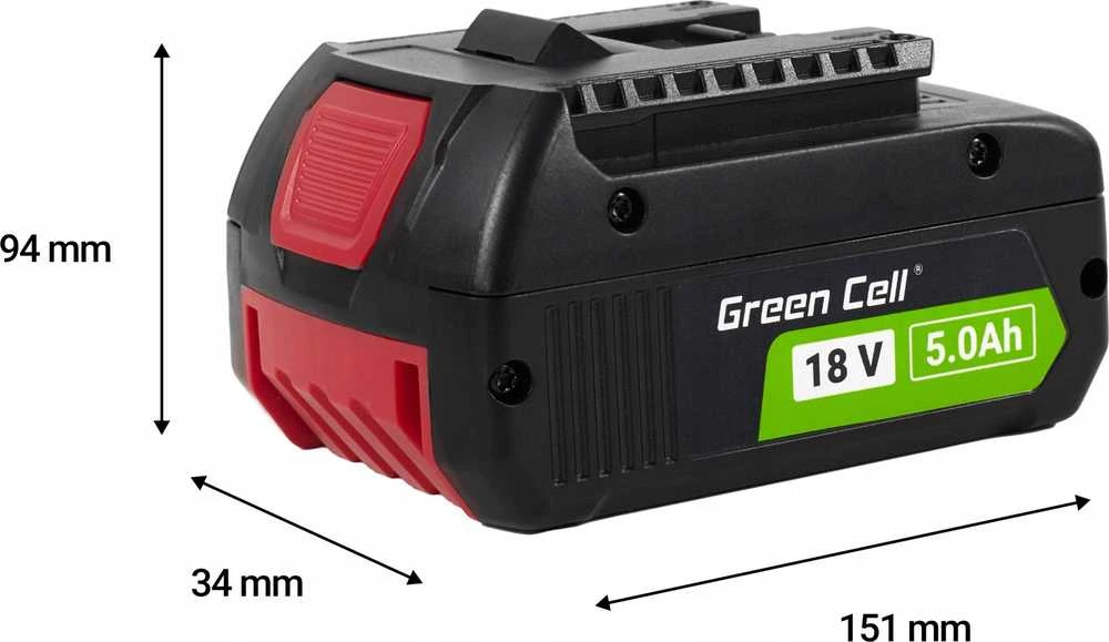 Green Cell Žalias Cell Akumuliatorius, skirtas Bosch 18V 5Ah elektros įrankiams Pakaitinis akumuliatorius GBA 1600A002U5