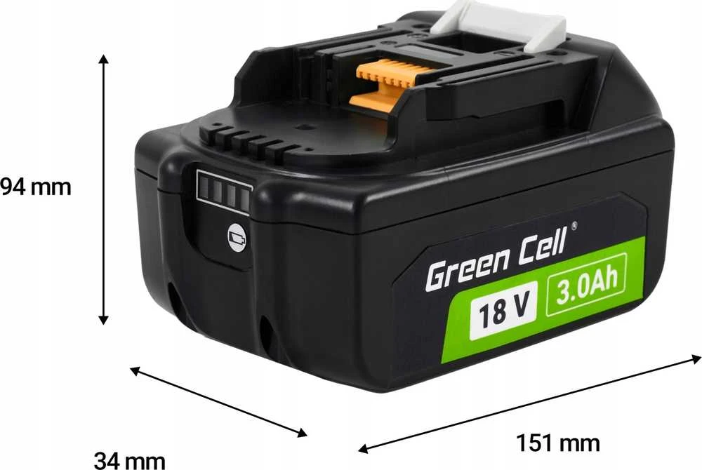 Green Cell Žalias Cell Žalias Cell akumuliatorius BL1830 skirtas Makita LXT 18V 3Ah suktuvui