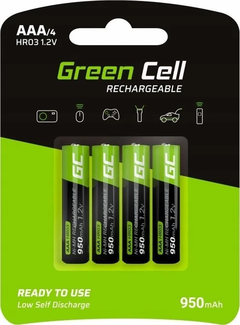 Green Cell Žalias Cell Bateria Įkraunama AAA / R03 950mAh 16 vnt.