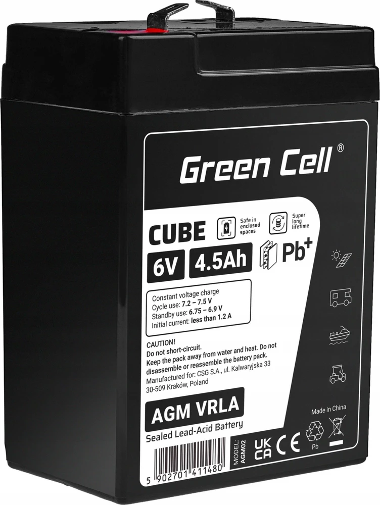 Green Cell Žalias Cell Žalias Cell CUBE AGM IP54 6V 4Ah VRLA Baterija Gel gilaus ciklo motoroleris vejapjovė valtis barža vejapjovė traktorius žvejybos laivas