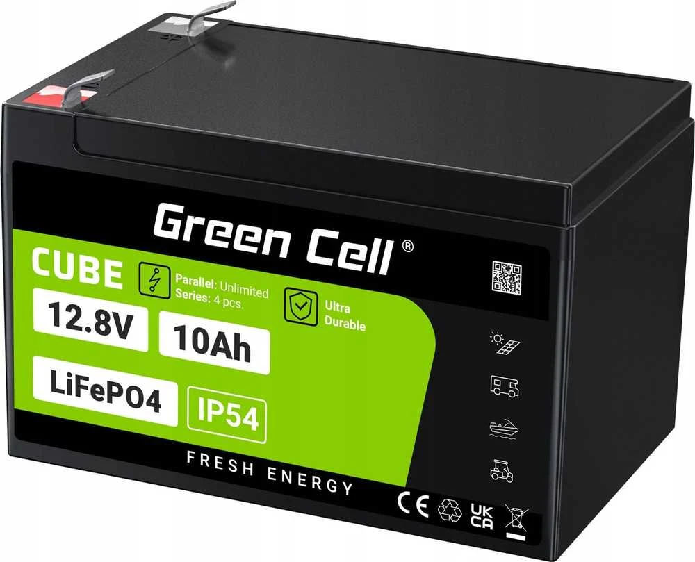 Žalias Cell Žalias Cell CUBE LiFePO4 10Ah 12.8V 128Wh ličio-geležies fosfato baterija, skirta maitinimui ir avariniam apšvietimui, valdymo pultai