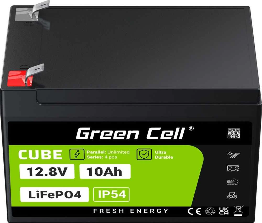 Žalias Cell Žalias Cell CUBE LiFePO4 10Ah 12.8V 128Wh ličio-geležies fosfato baterija, skirta maitinimui ir avariniam apšvietimui, valdymo pultai