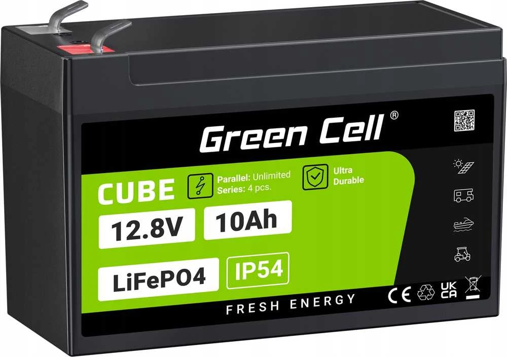 Žalias Cell Žalias Cell CUBE LiFePO4 10Ah 12.8V 128Wh ličio-geležies fosfato baterija, skirta maitinimui ir avariniam apšvietimui, valdymo pultai